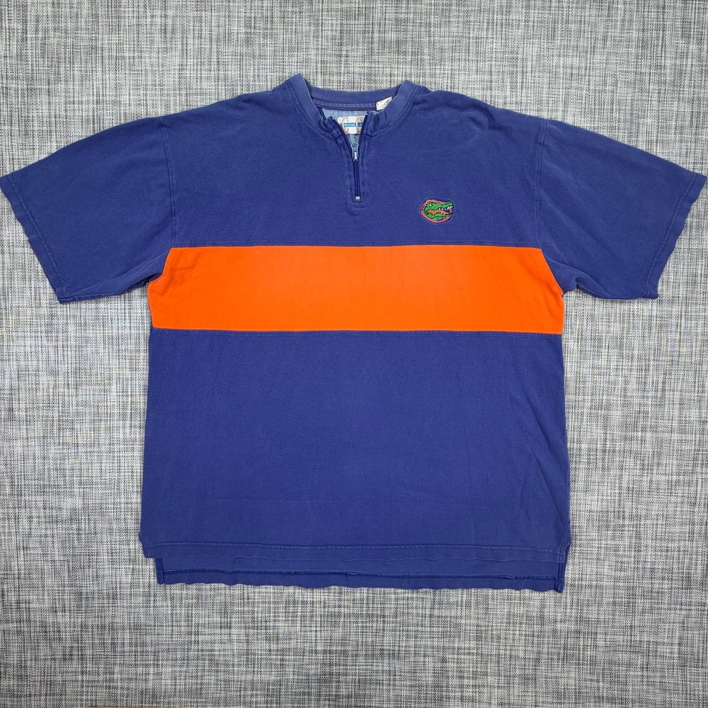 College Classics Mens Florida Gators Quarter Zip Shirt XXL Blue Orange Cotton